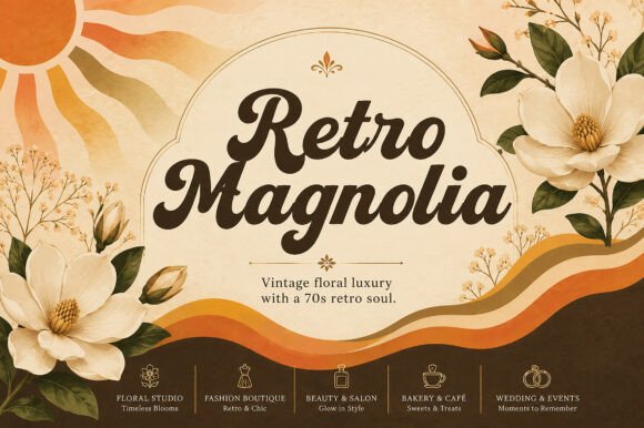 Retro Magnolia Font PNG with transparent background - Preview 2