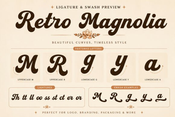 Retro Magnolia Font PNG with transparent background - Preview 3