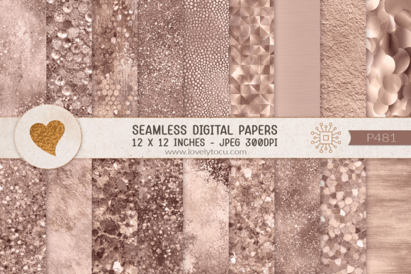 Rose Gold Glitter and Metallic Textures Graphic Textures By Lovelytocu