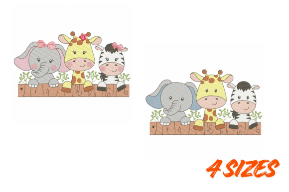 Safari Trio Boy & Girl Embroidery Set