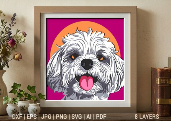 Shih Tzu Maltese dog portrait 3D SVG