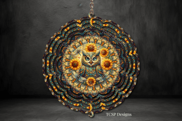 Sunflower Owl Wind Spinner Graphic Crafts By TCSP Designs