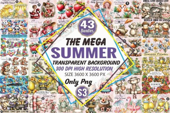 The Mega Summer Clipart Bundle. Gráfico Ilustrações para Impressão Por SVGArt