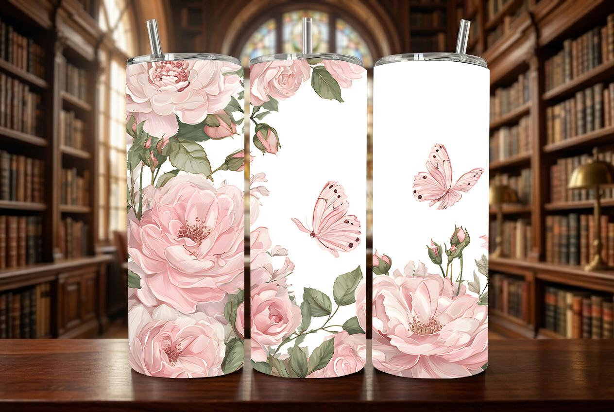 Vintage Pink Peony and Butterfly Graphic by KDP AMAZING · Creative Fabrica