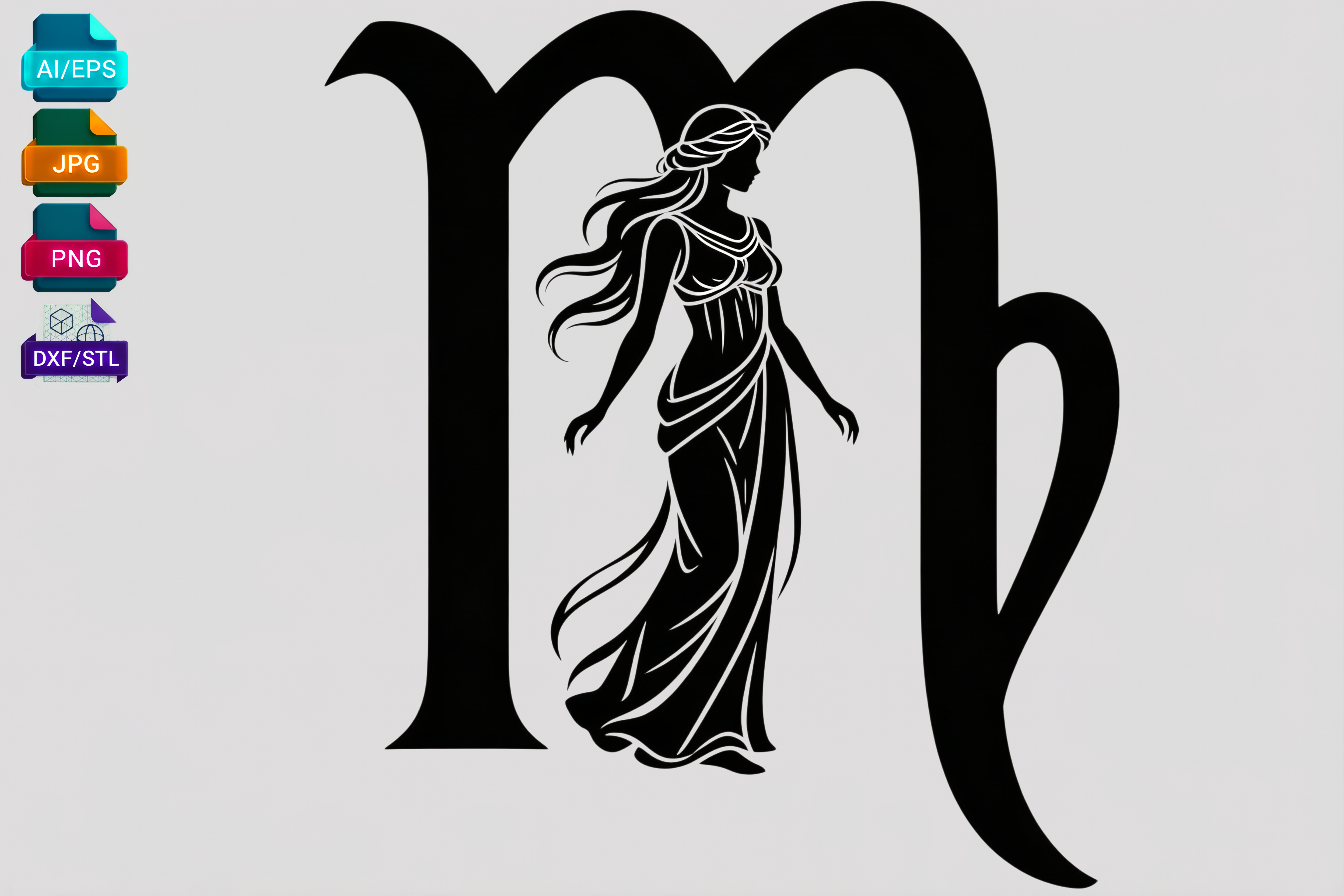 Virgo Zodiac Symbol SVG Cut File Woman