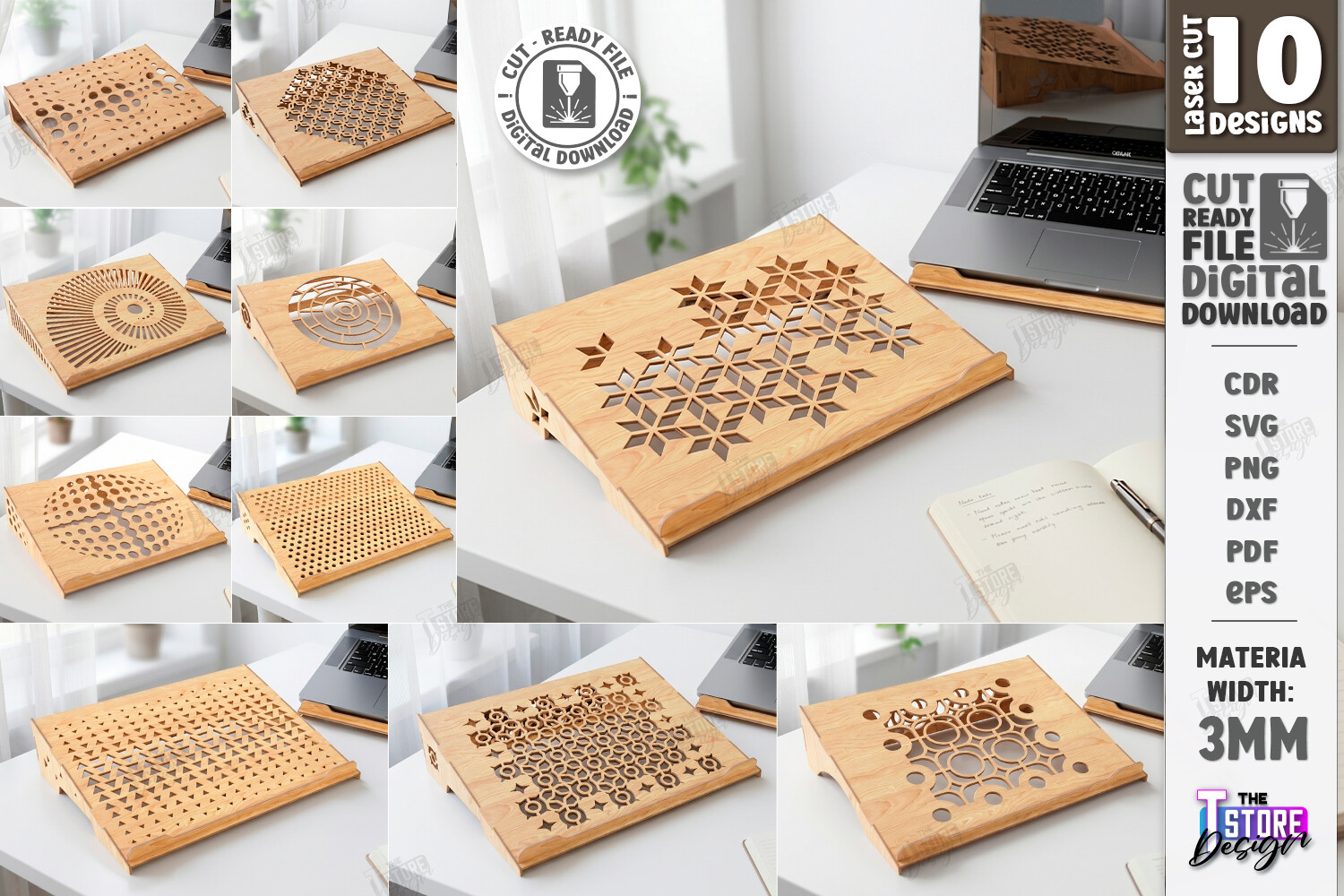 Wooden Laptop Stand Laser Cut Bundle SVG · Creative Fabrica