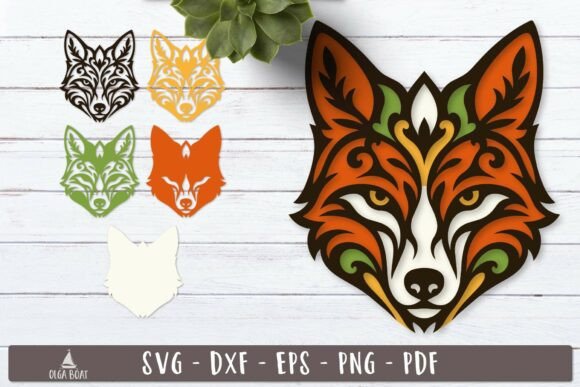 3d Tribal Fox Head SVG Layered Design · Creative Fabrica