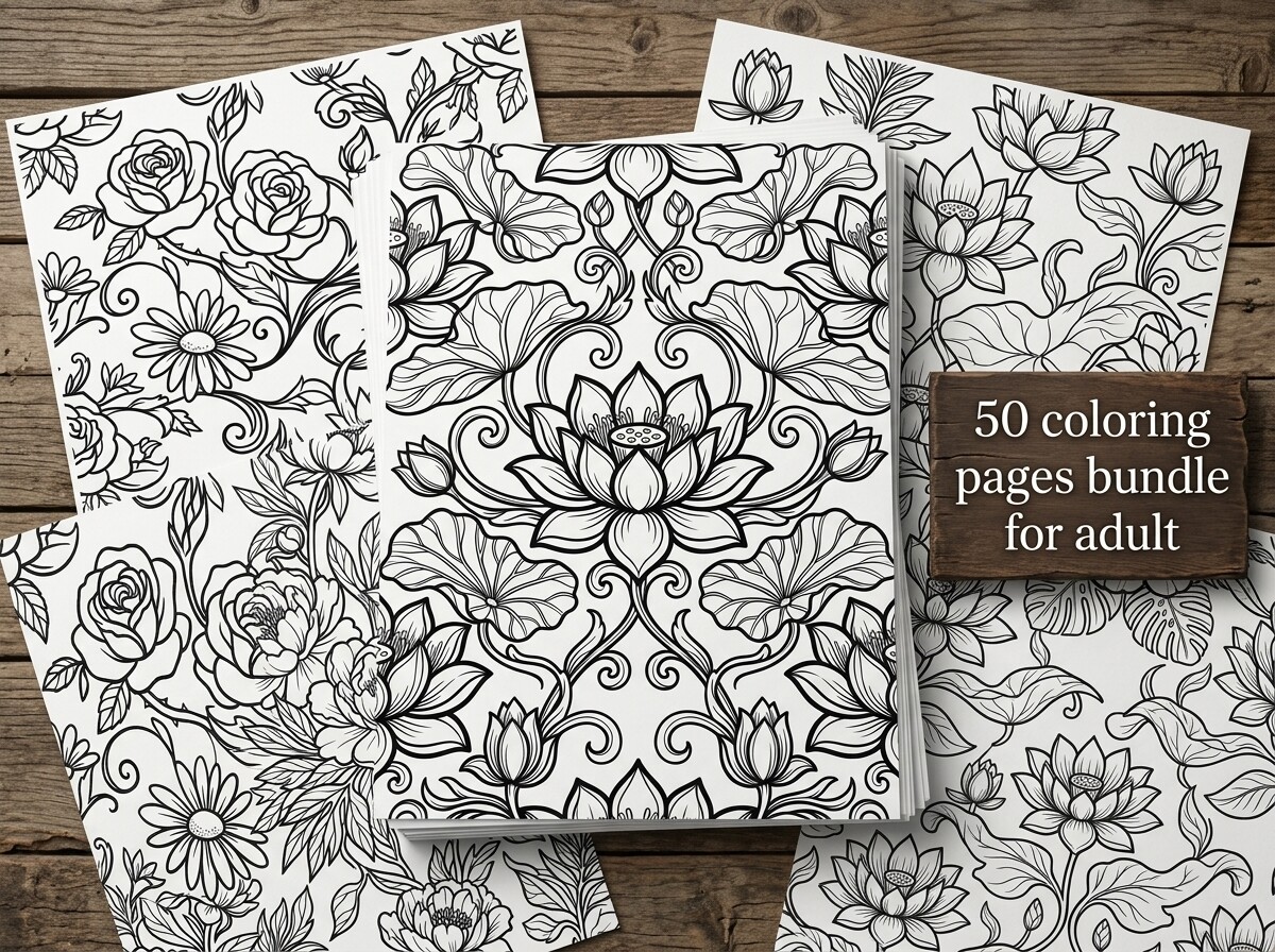 Beautiful Seamless Floral Coloring Pages