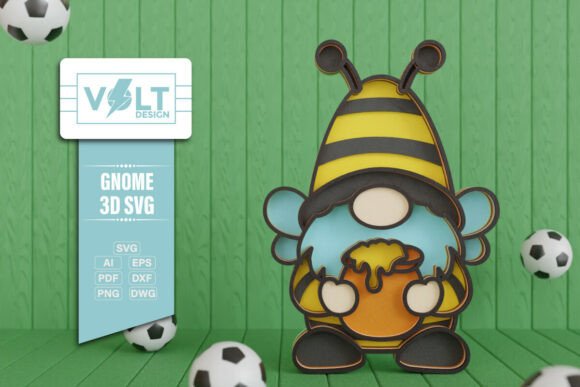 Bee Gnome 3D SVG Multilayered Cut · Creative Fabrica