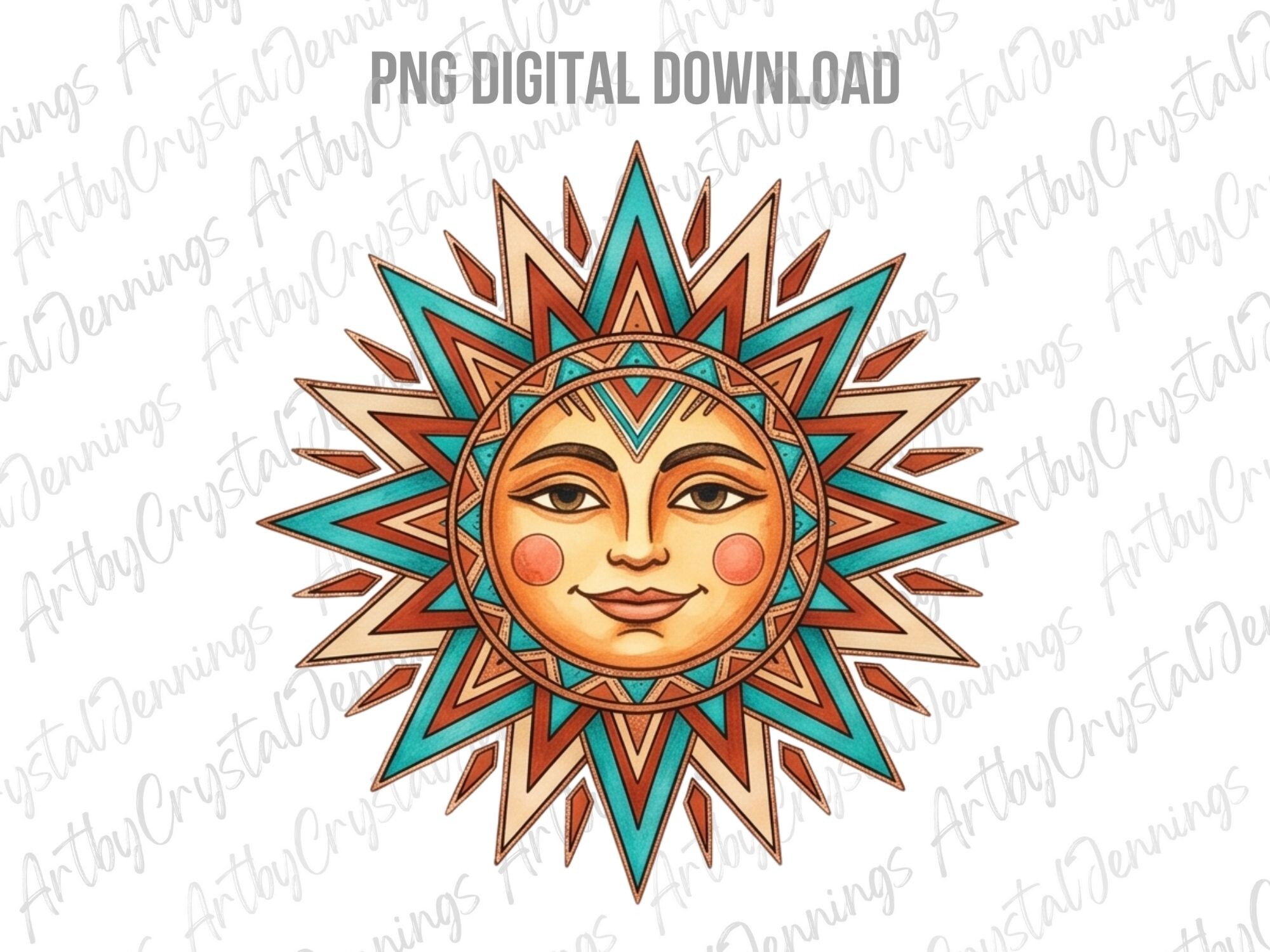 Boho Western Sun Sublimation PNG