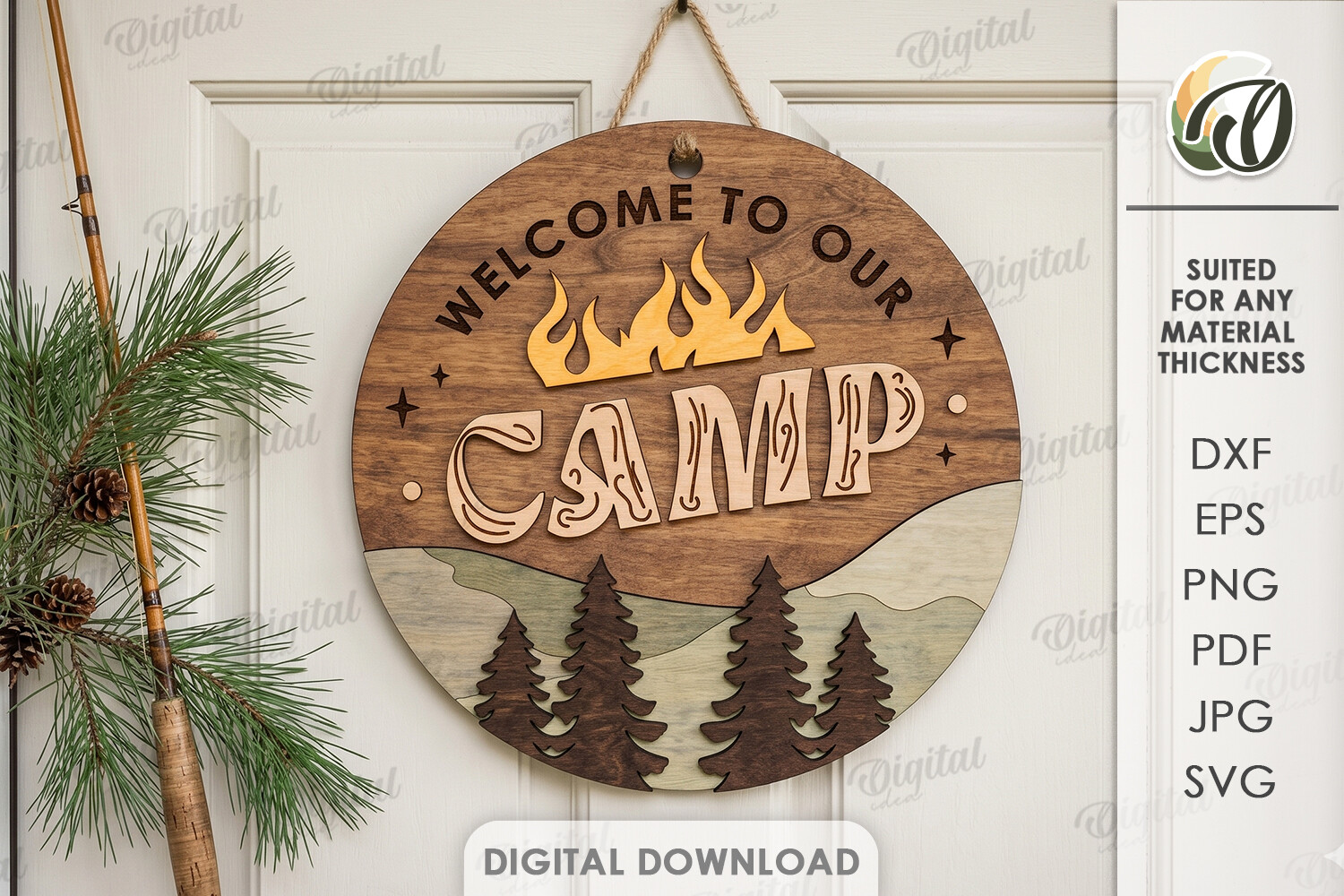 Camping Round Sign Laser Cut