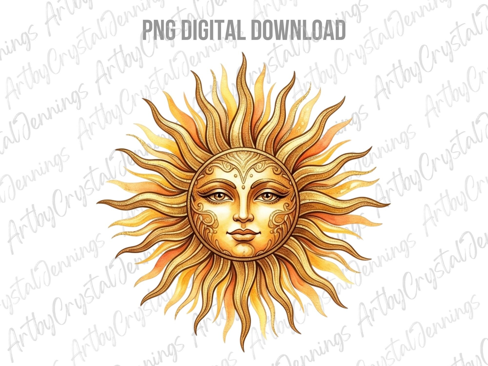 Celestial Sun Face Sublimation PNG