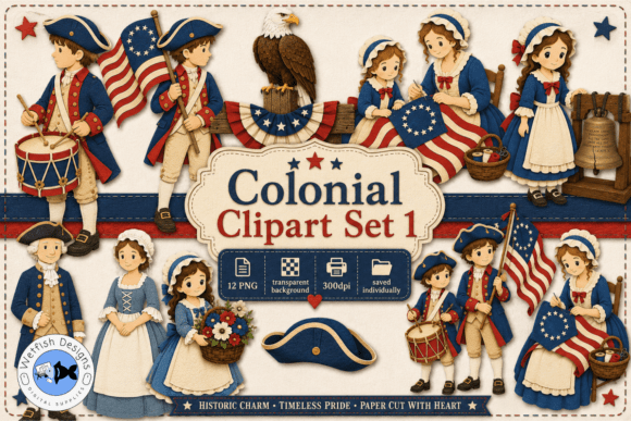 Colonial America PNG Clipart Set 1