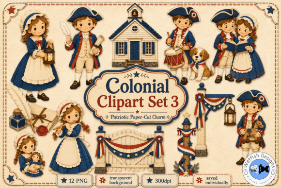 Colonial America PNG Clipart Set 3