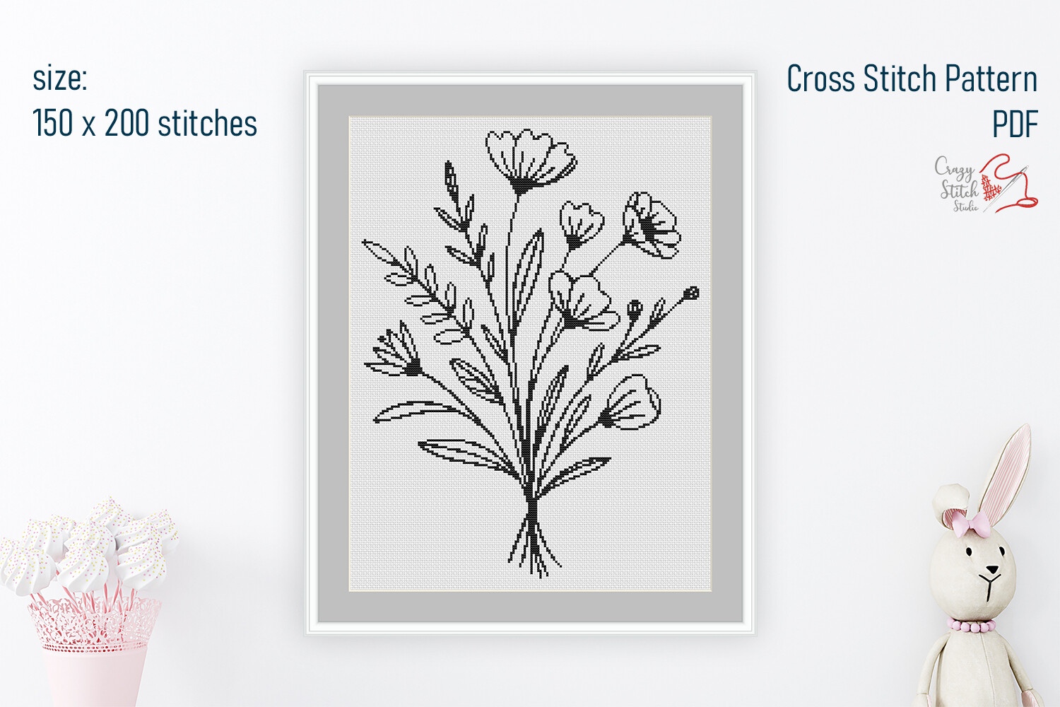Cottagecore Flowers Cross Stitch Pattern