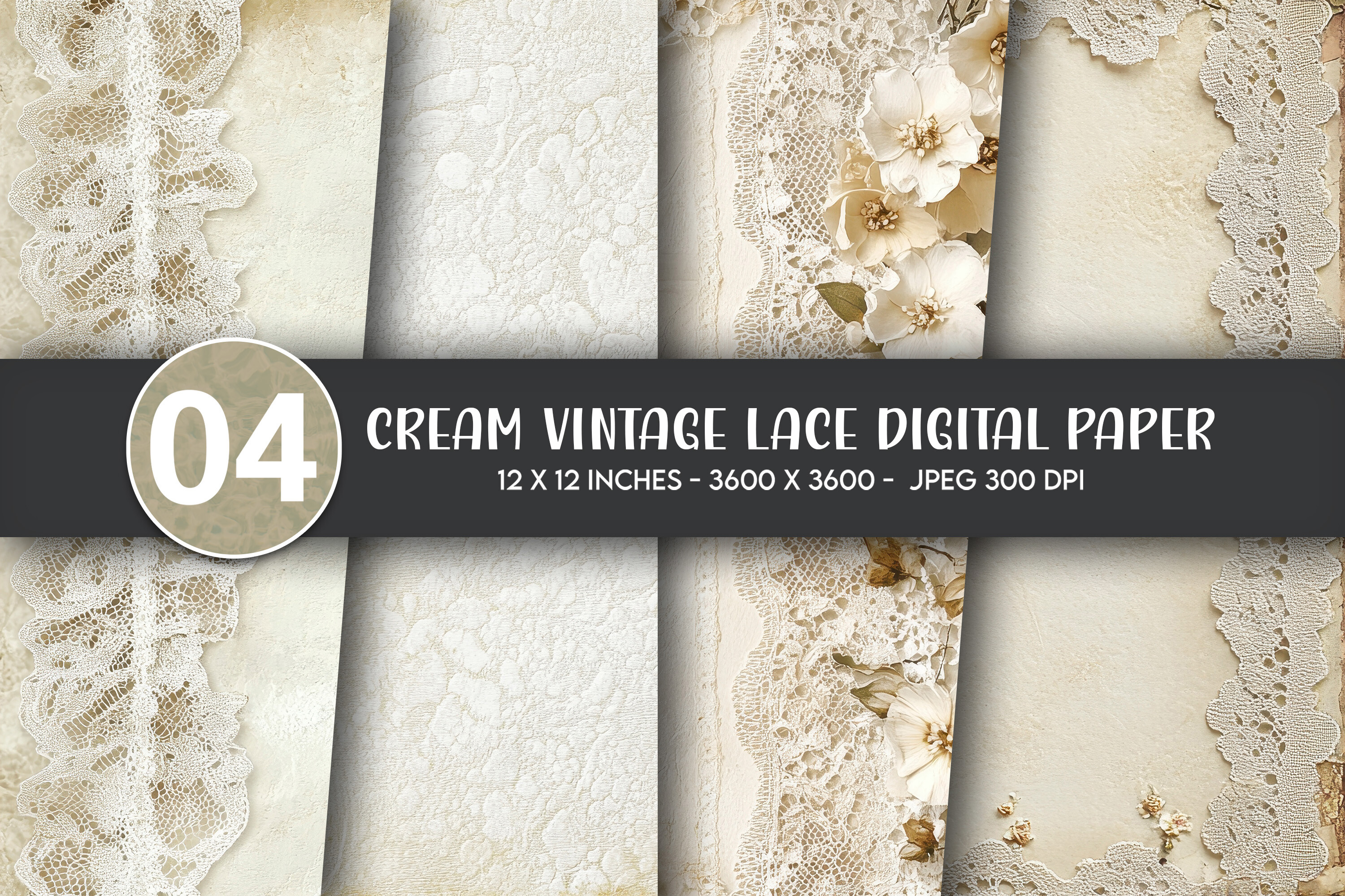 Cream Vintage Lace Digital Paper Graphic by Artify Hub Studio ...