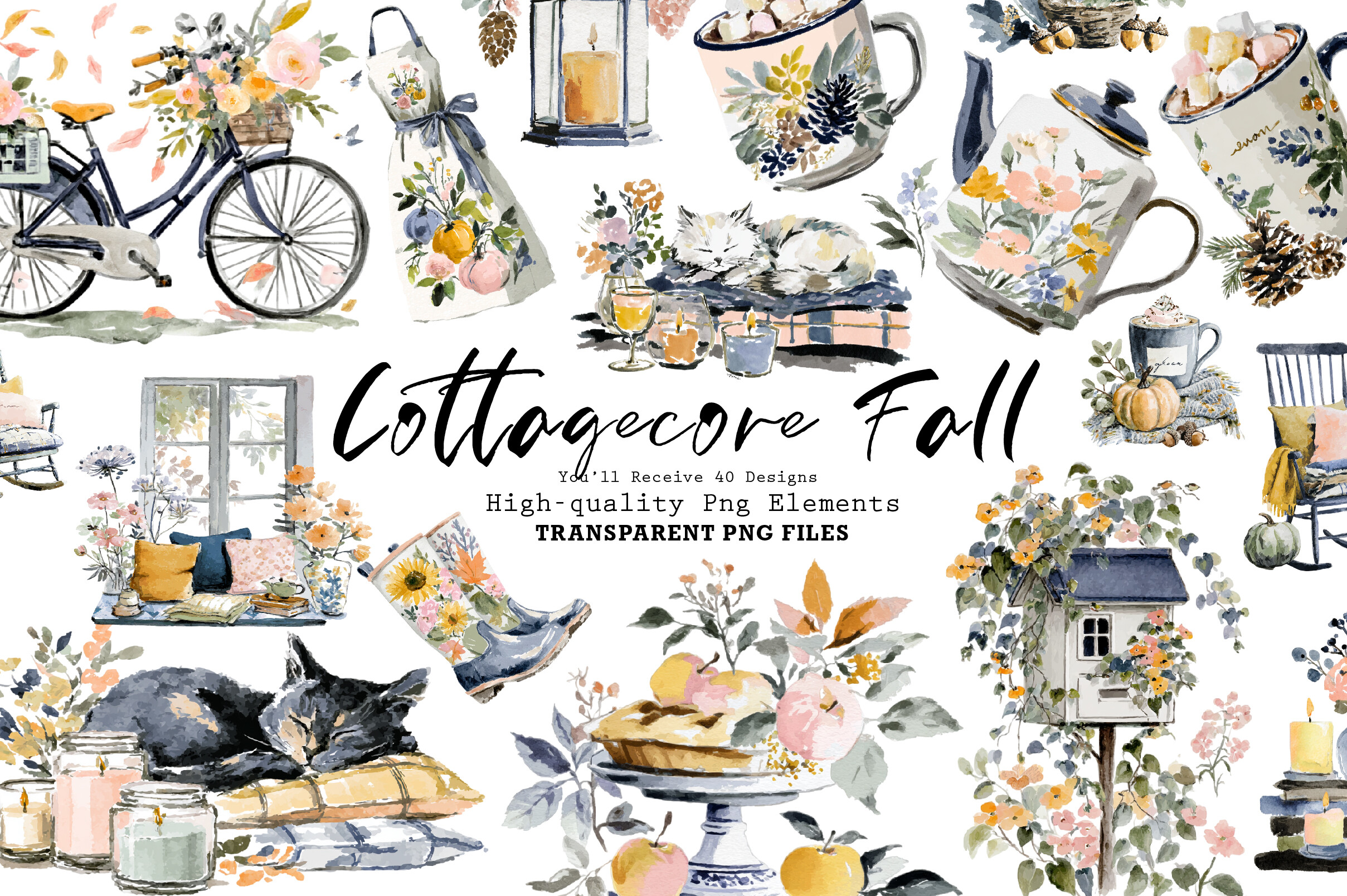 Fall Cottagecore Clipart Set Graphic by Dreamshop · Creative Fabrica