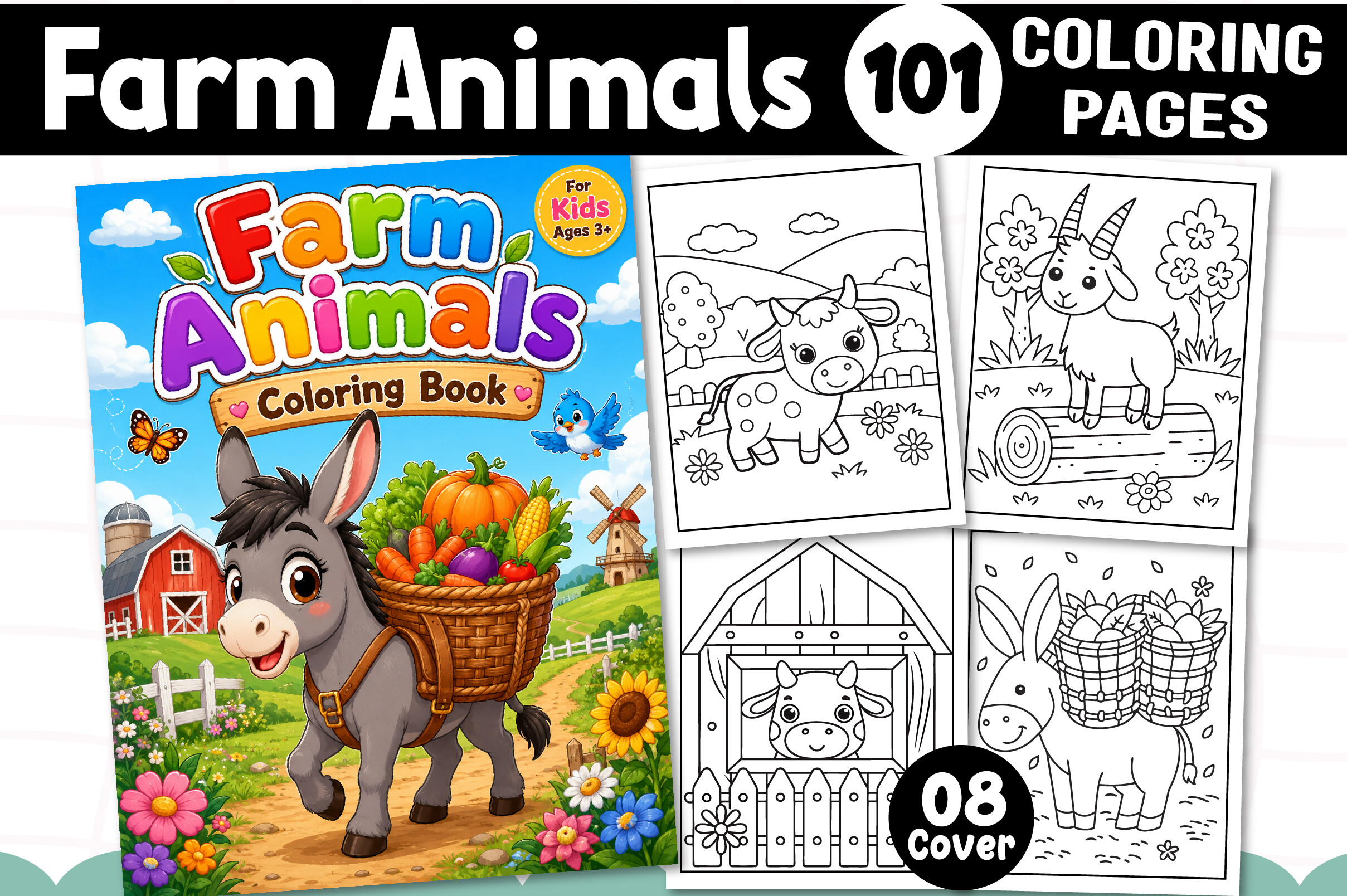 Farm Animals Coloring Pages for Kids