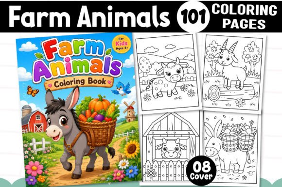 Preview of Farm Animals Coloring Pages for Kids coloring pages for kids