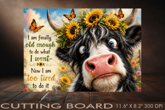 Finally Old Enough Cow Cutting Board Graphic Crafts By TCSP Designs