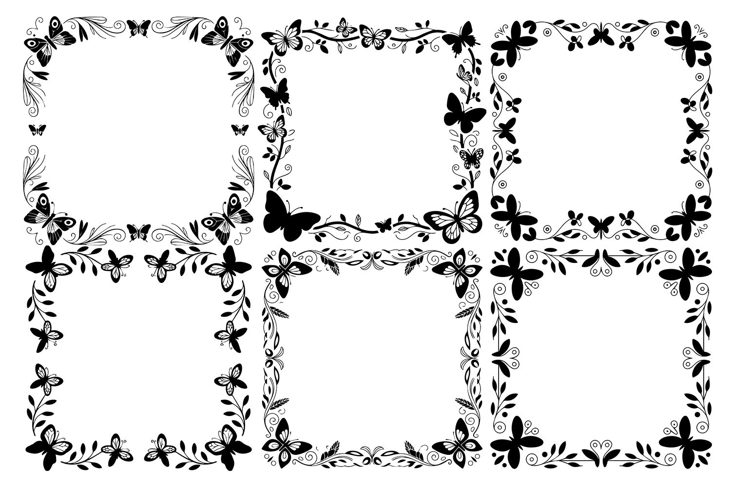Floral Butterfly Vintage Frame Bundle Graphic by Retro Art · Creative ...