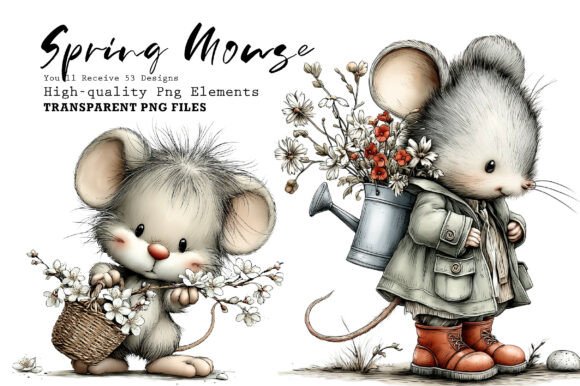 Funny Spring Mouse Clipart