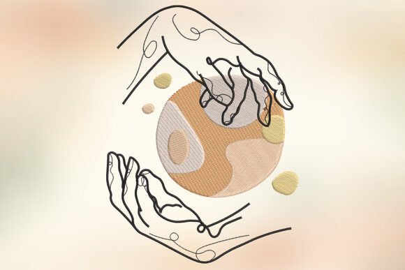 God Hands Earth Embroidery Design