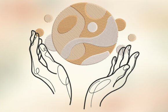 God Hands Earth Embroidery Design