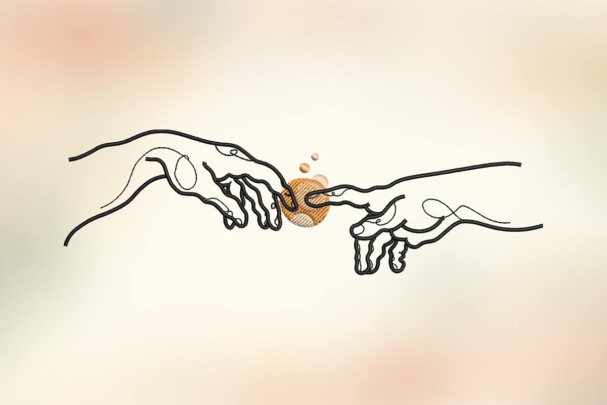 God Hands Earth Embroidery Design