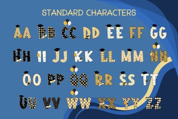 Golden Grad Font PNG with transparent background - Preview 1