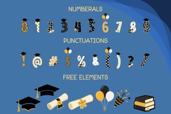 Golden Grad Font PNG with transparent background - Preview 2