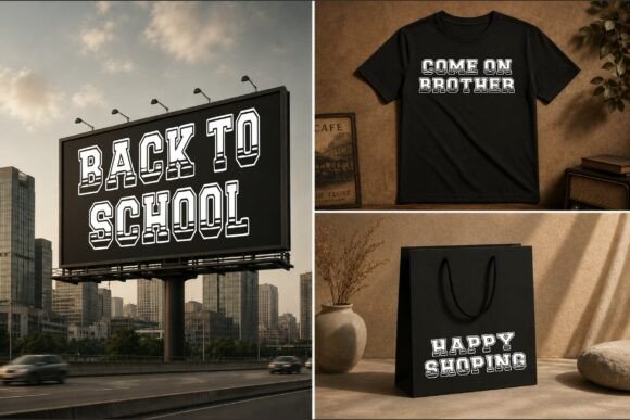 Golden School Font PNG with transparent background - Preview 1