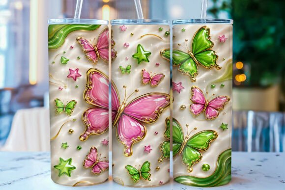 Inflated Butterfly 20oz Tumbler Wrap PNG