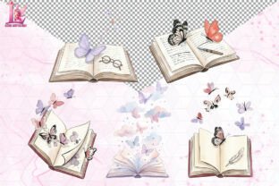 Magical Butterfly Book Clipart PNG Graphic by Little Lady Design ...