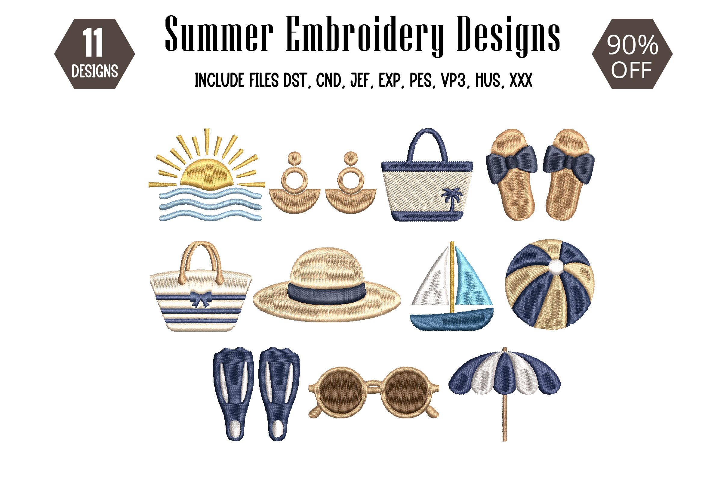 Mini Embiodery Set Nautical Summer Mini Embroidery Set · Creative Fabrica