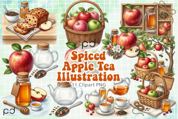 Spiced Apple Tea Illustration Graphics Illustration Illustrations Imprimables Par Padma.Design