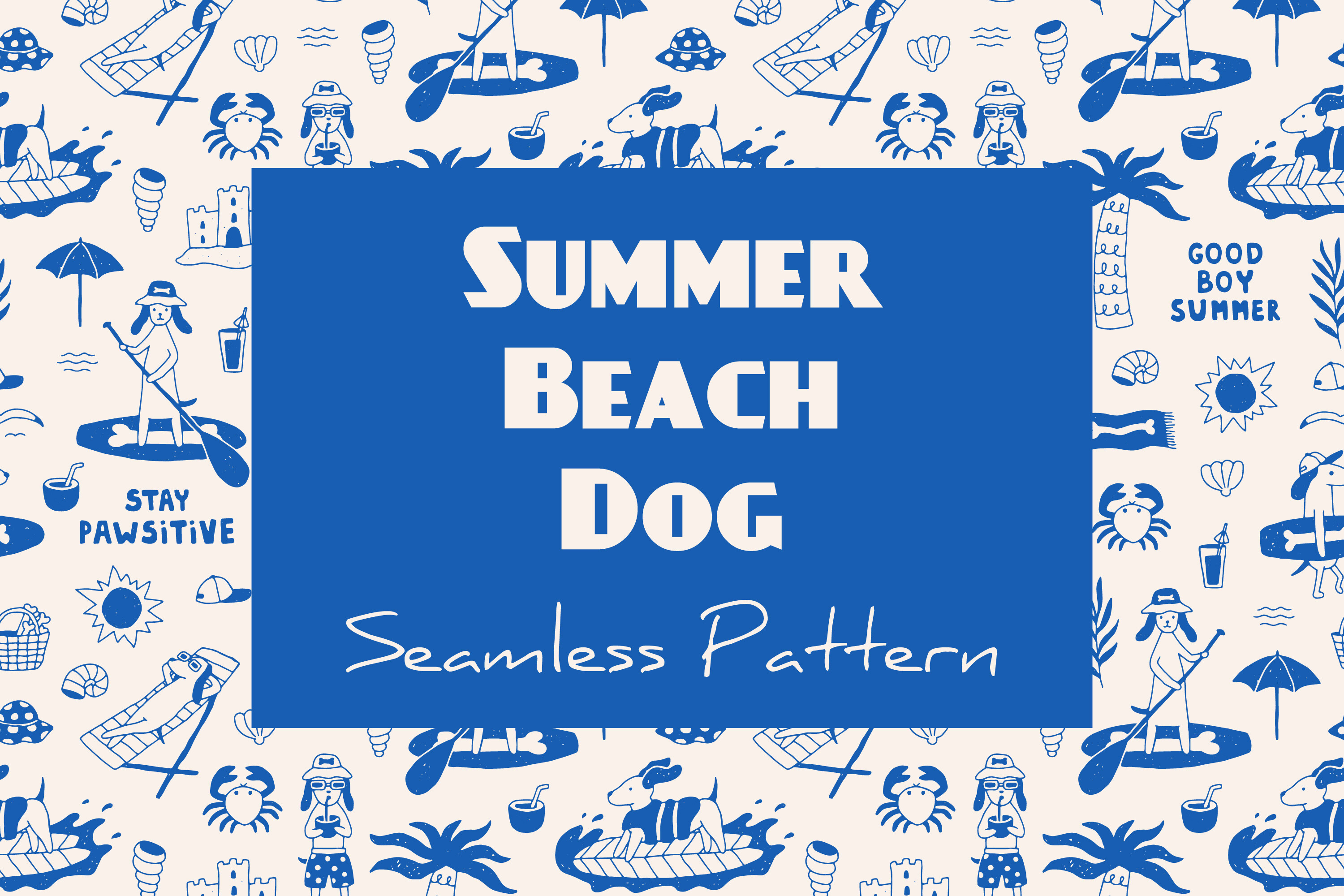 Summer Beach Dog Seamless Pattern Graphic by Rin Green · Creative Fabrica