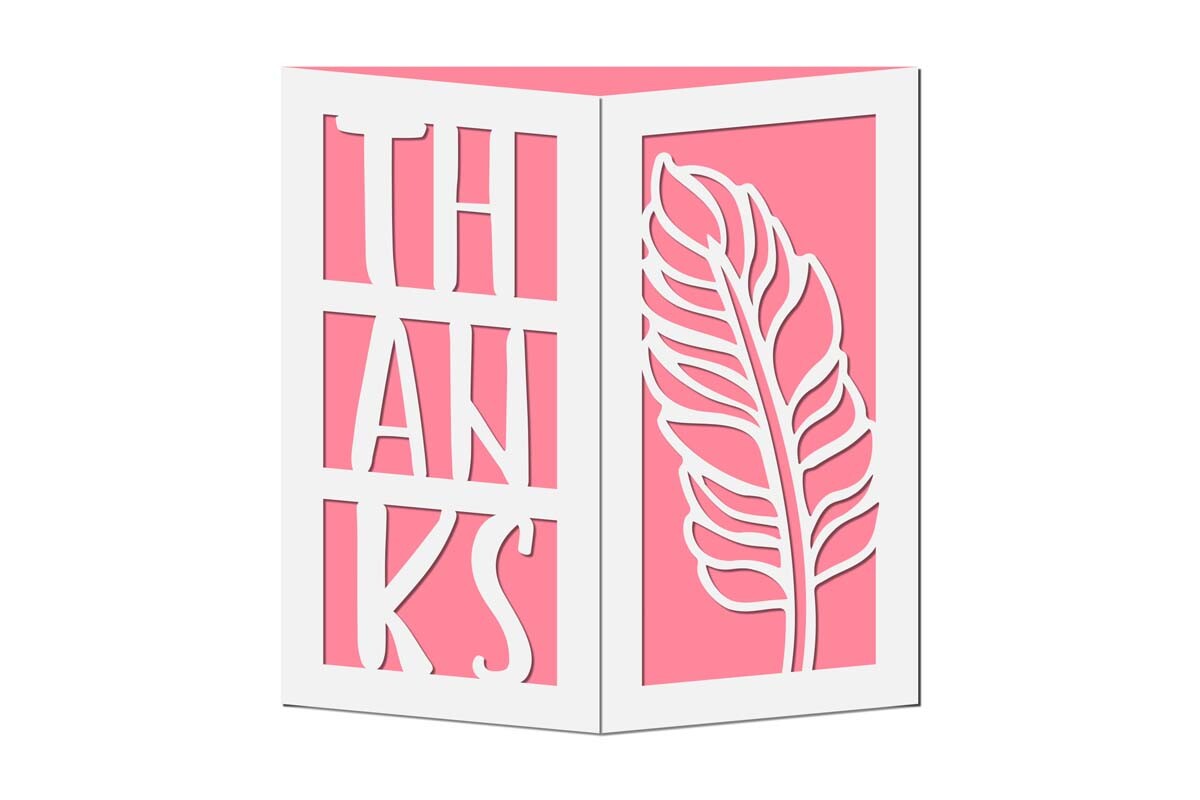 Thanks Cutout Gate Fold Card SVG Cut