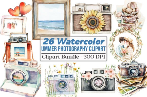 Vintage Summer Photography Clipart Illustration Illustrations Imprimables Par Strawberry Art