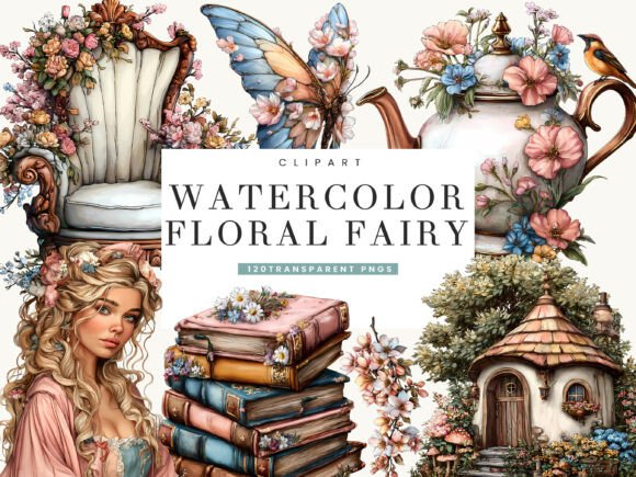 Watercolor Floral Fairy Clipart Bundle Graphic Illustrations By busydaydesign
