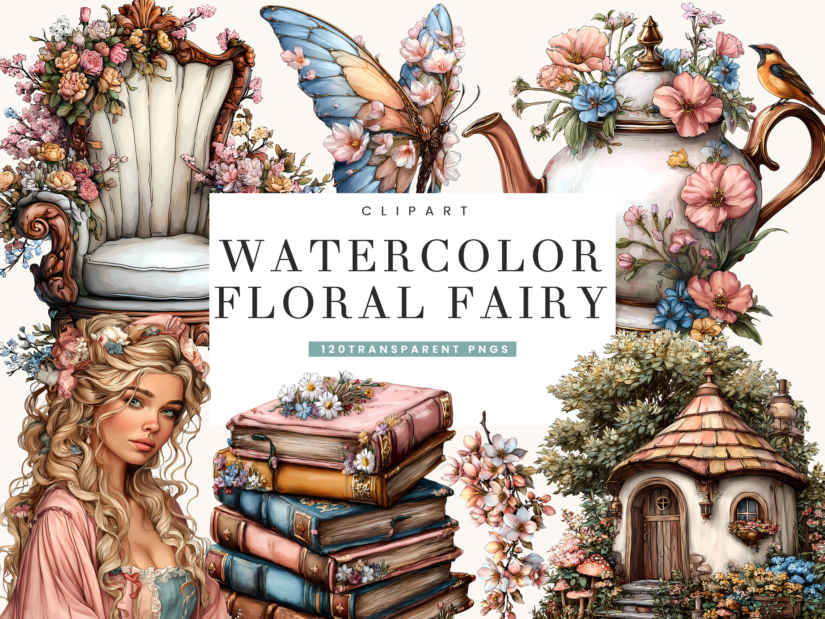 Watercolor Floral Fairy Clipart Bundle Graphic by busydaydesign ...
