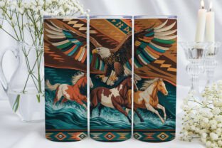 Wild Horses and Eagle 20oz Tumbler Wrap Graphic by Nestain · Creative ...