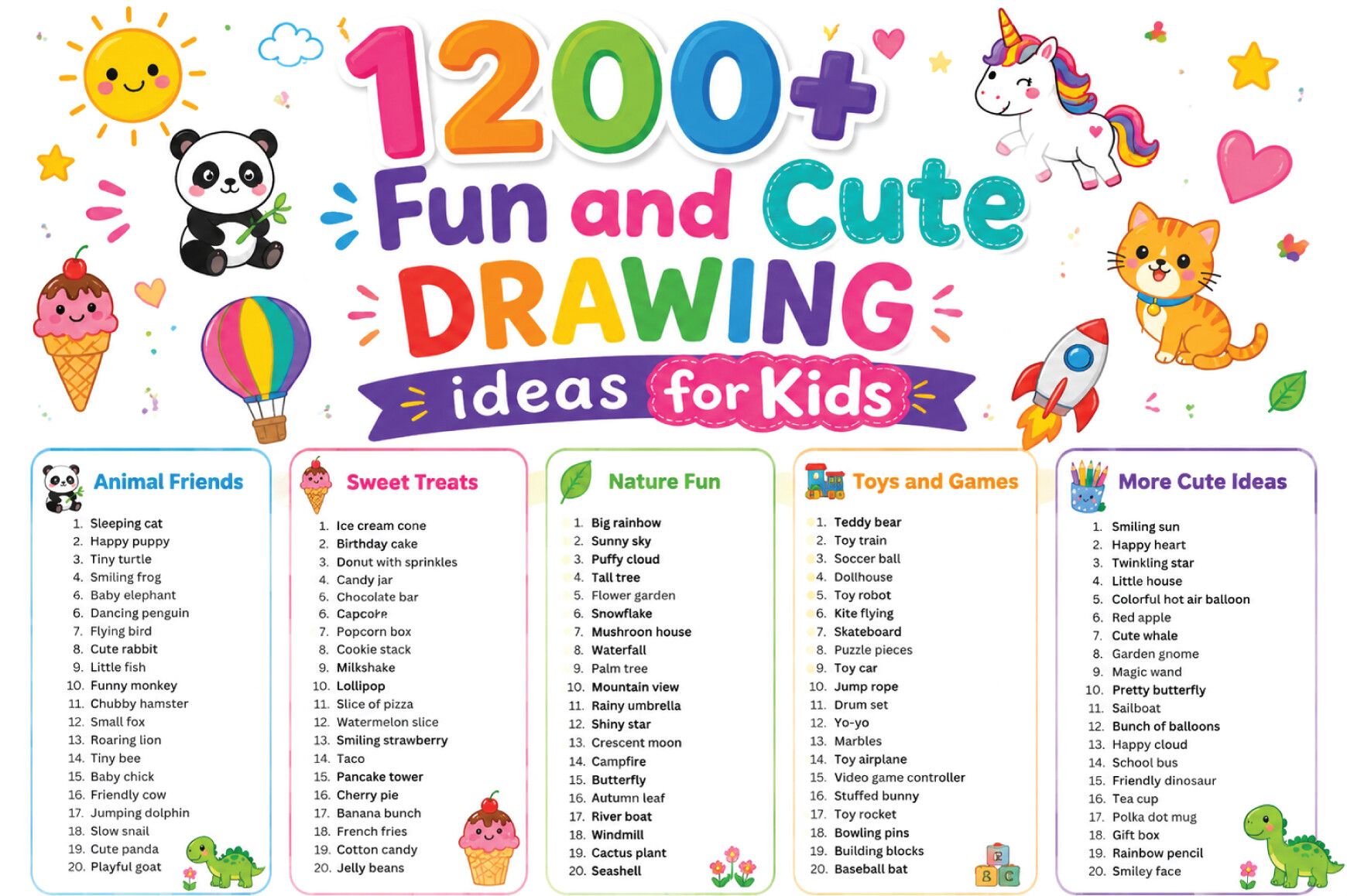 1200+ Fun and Cute Drawing Ideas for Kid
