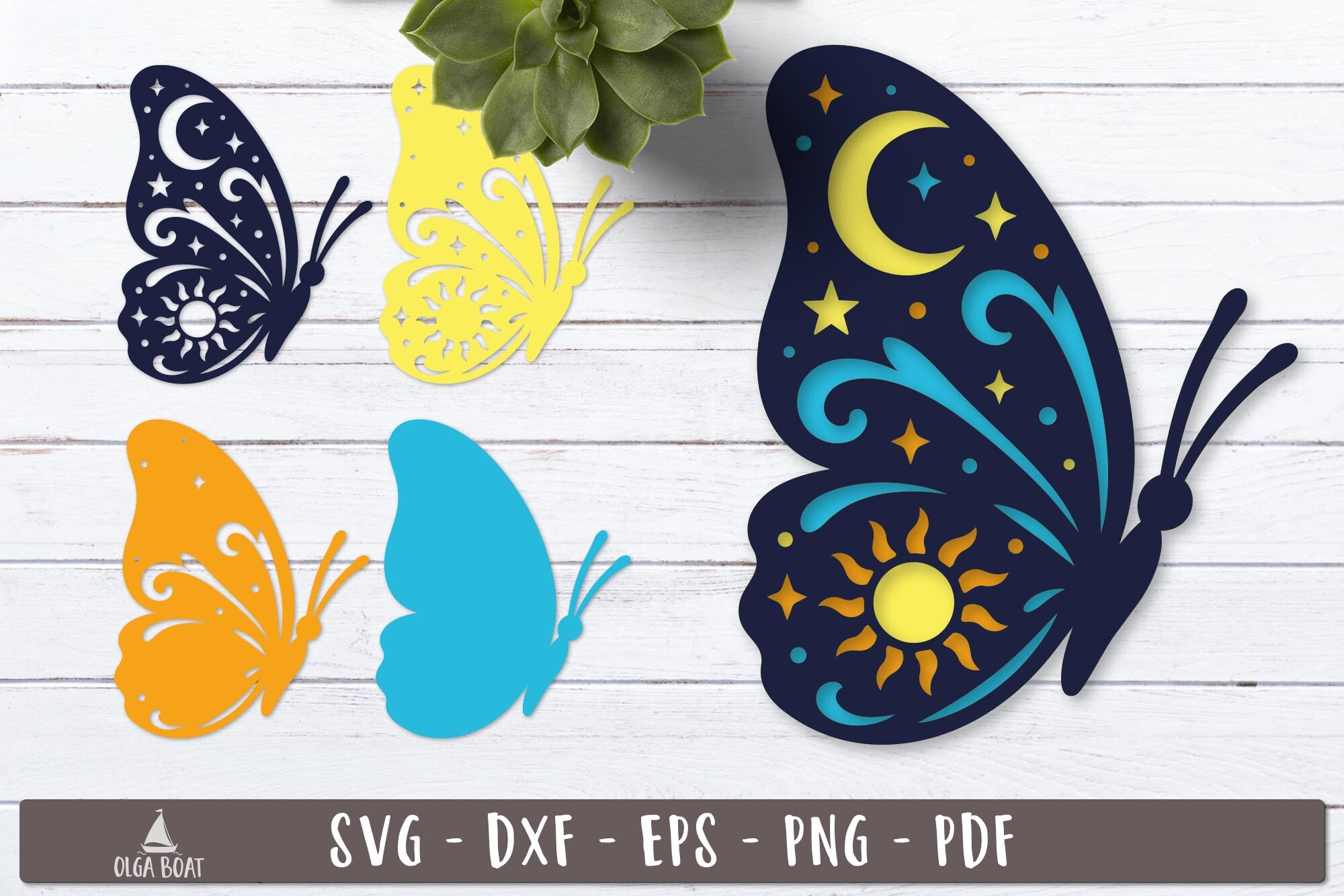 3d Celestial Butterfly Layered SVG