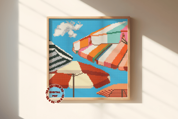 Beach Umbrellas Cross Stitch Pattern