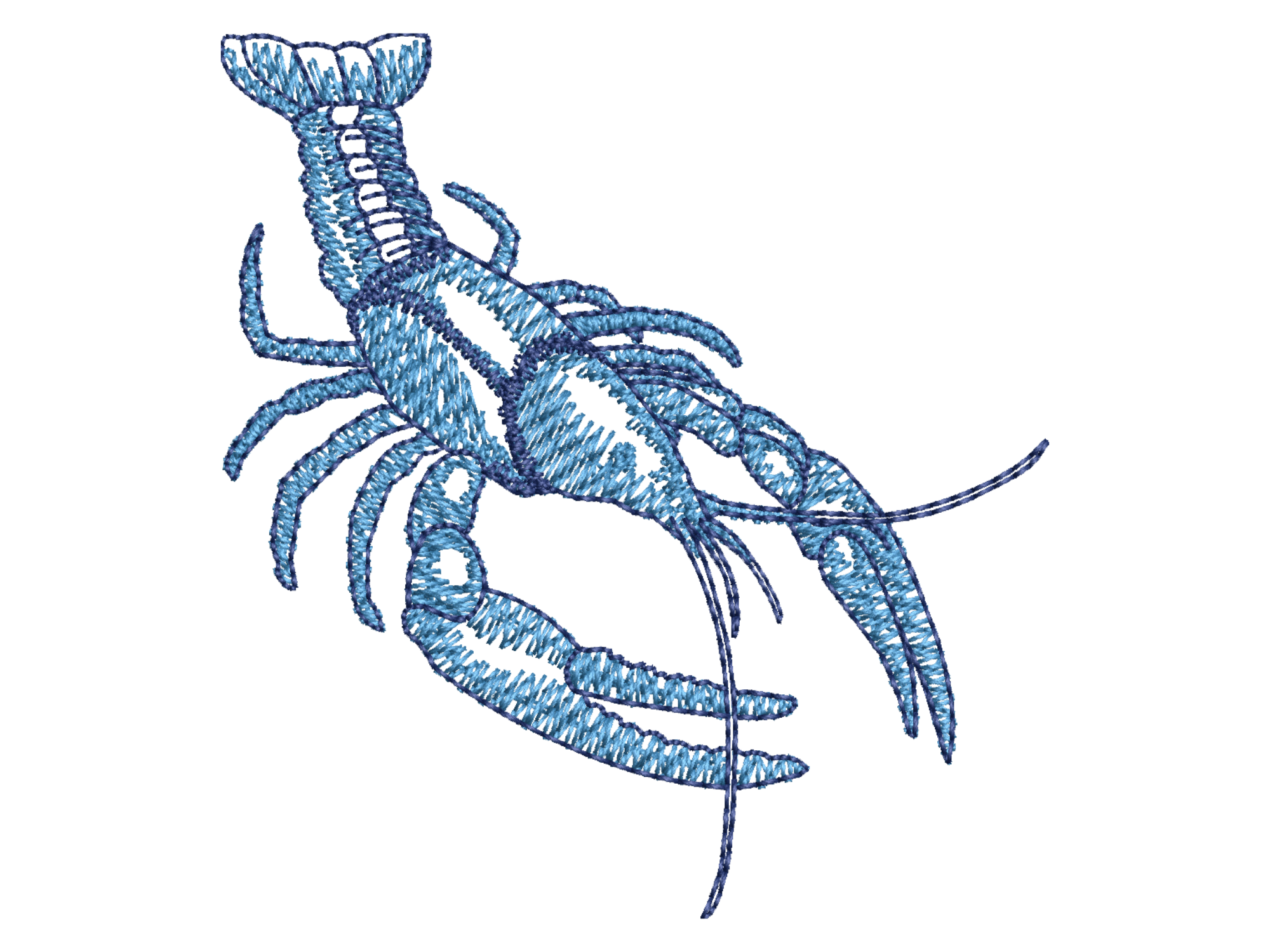 Blue Lobster Embroidery Design