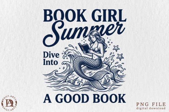 Book Girl Summer Mermaid PNG Illustration Illustrations Imprimables Par daily.arts