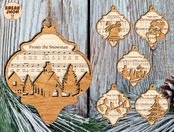 Christmas Carol Ornament SVG Bundle laser cut file