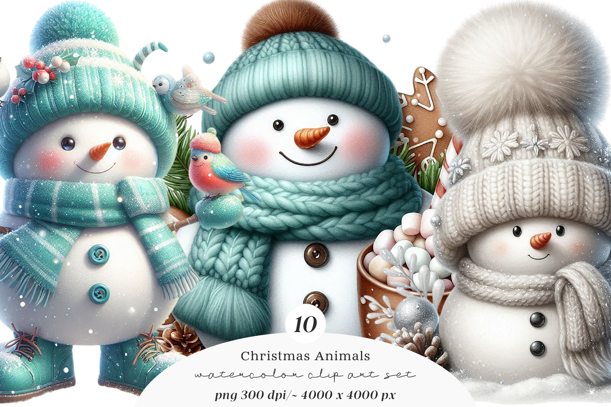 Christmas Snowman Bundle Clipart Graphic by SinaCreation · Creative Fabrica