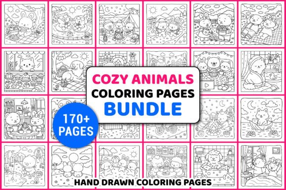 Cozy Animals Coloring Pages Bundle